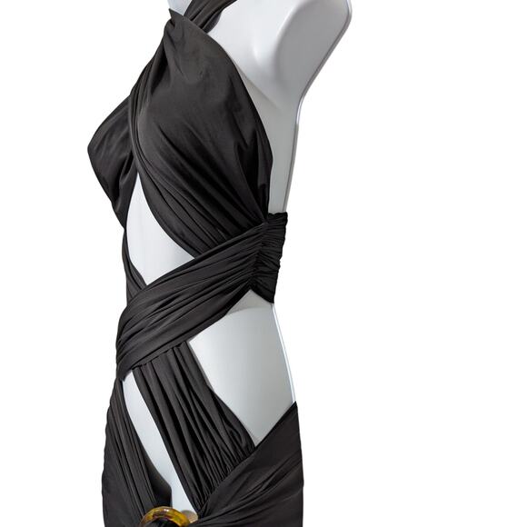 Bronx and Banco Cleopatra Small Black Maxi Dress Designer Gown Sexy Halter Dress - Picture 13 of 16
